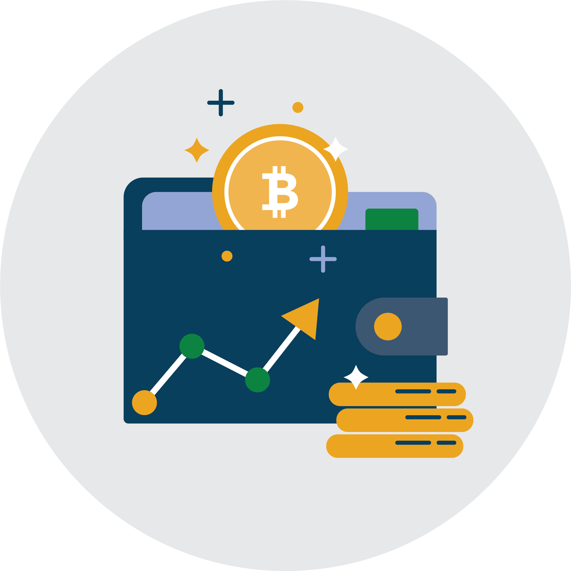A digital wallet with a Bitcoin symbol